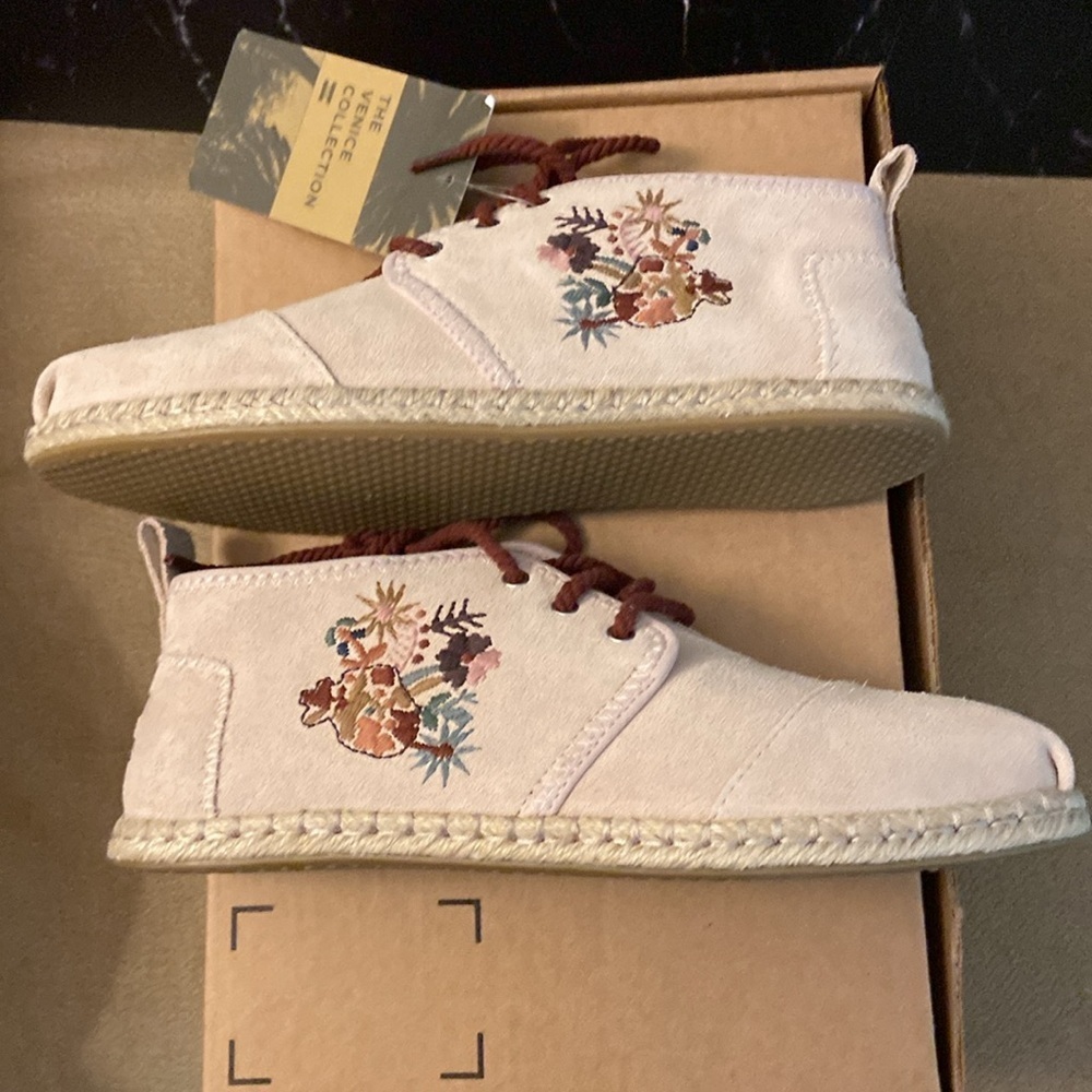 TOMS Woman’s Bota Floral Suede Ankle Boot-Blush Pink Size 8 New No Box - Picture 6 of 7